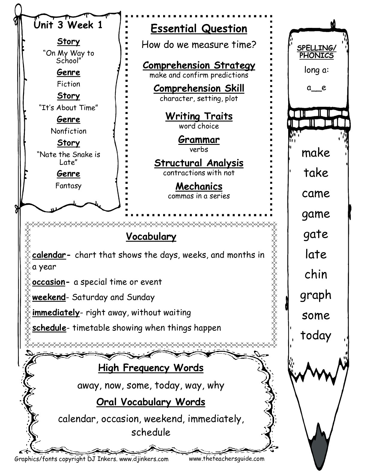 Wonders First Grade Unit Three Week One Printouts - Free Printable | Free Printable First Grade Worksheets