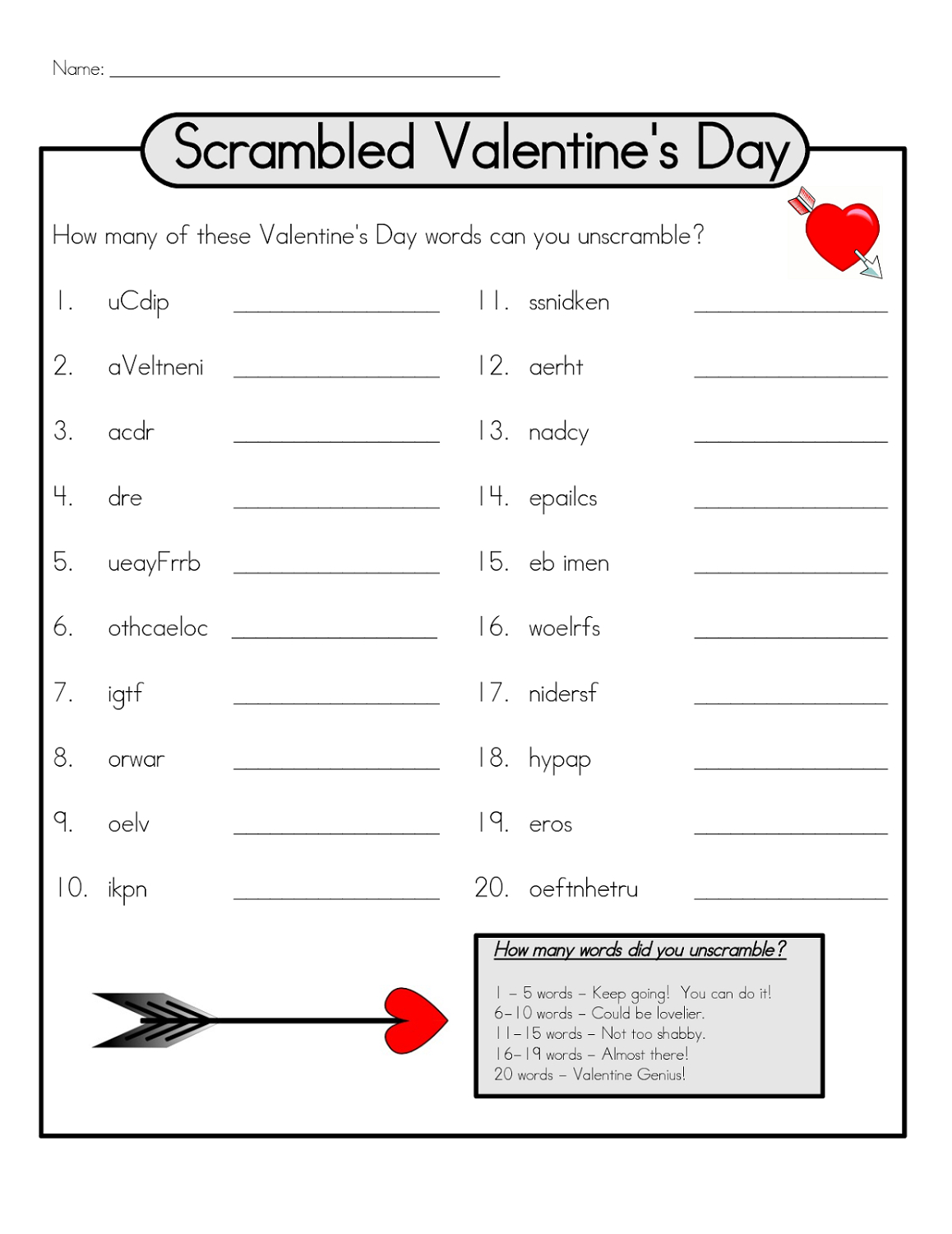 Word Scramble Worksheets Valentine | K5 Worksheets | Kids Worksheets | Free Printable Word Scramble Worksheets