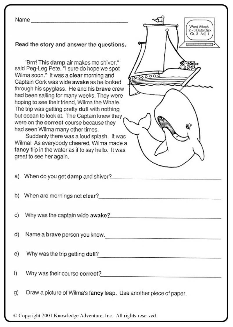 free printable comprehension worksheets for 5th grade forms