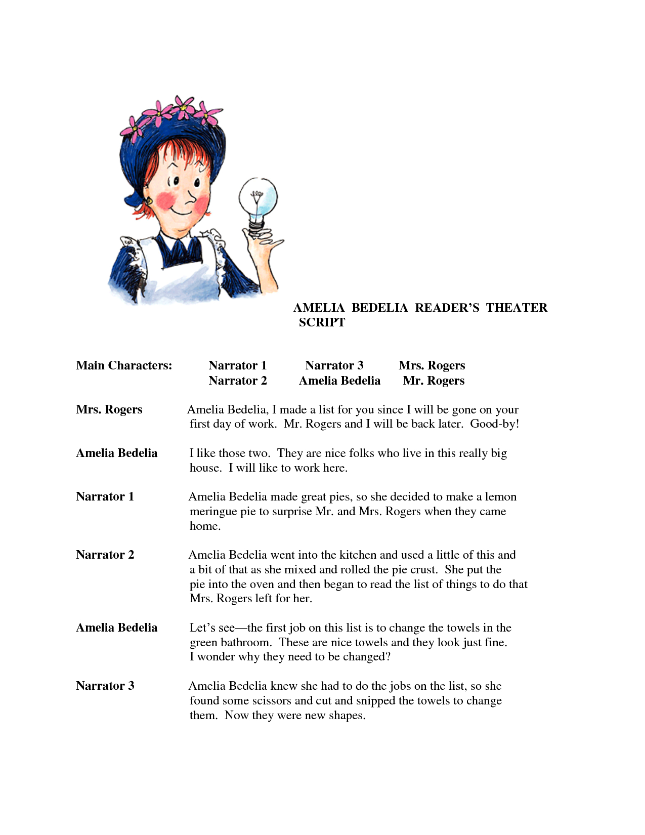 Worksheets Ameleia Bedelia | Amelia Bedelia Reader's Theater | Amelia Bedelia Printable Worksheets