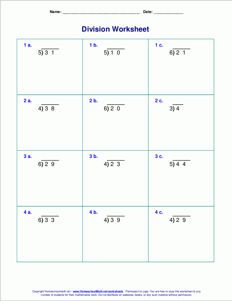 Worksheets For Division With Remainders | Printable Simple Division Worksheets