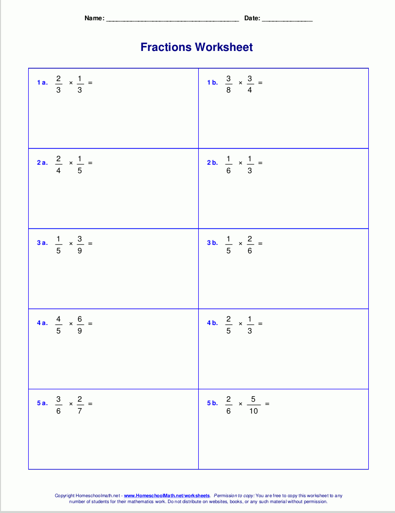 Worksheets For Fraction Multiplication | Math Worksheets For 5Th Grade Fractions Printable