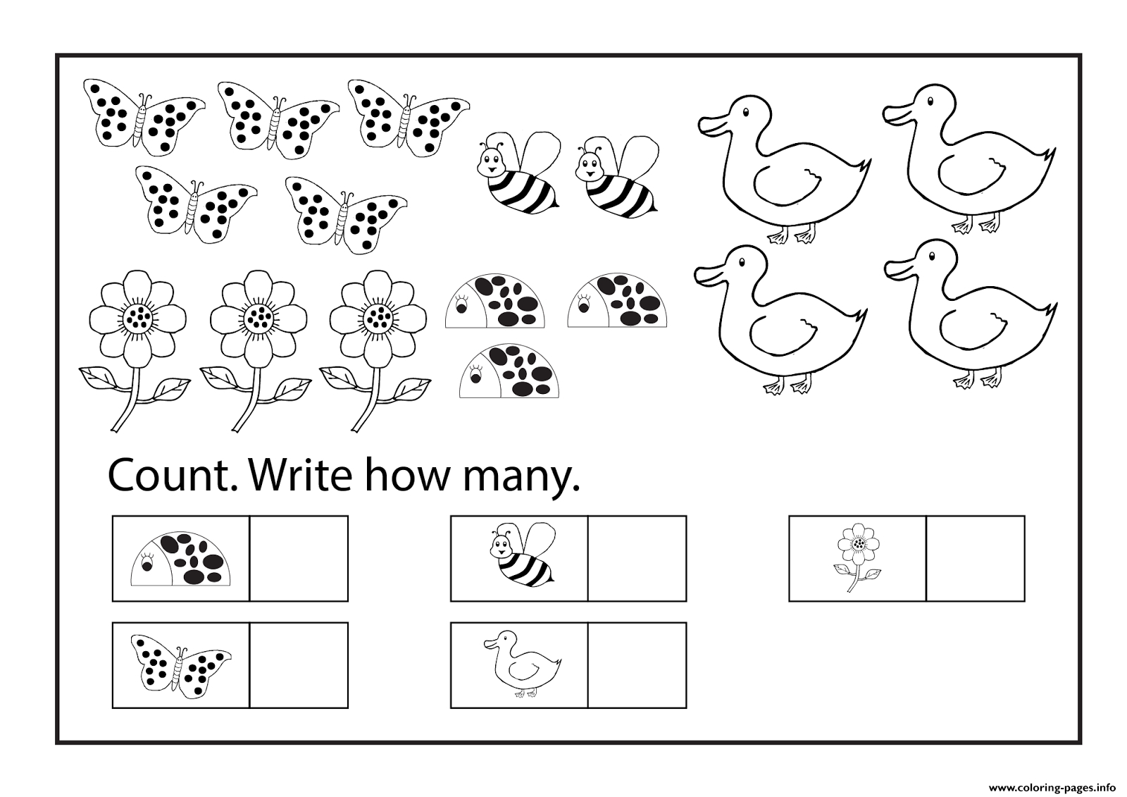 Worksheets Kindergarten Free Printable Educational Counting Coloring | Counting Printable Worksheets For Kindergarten