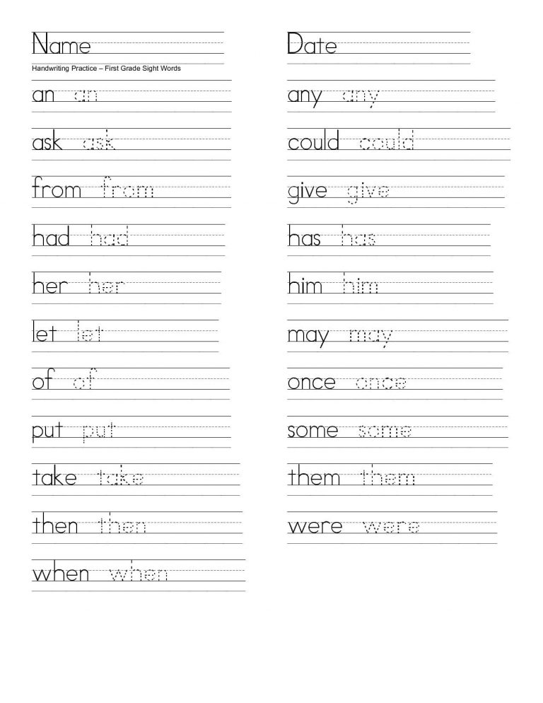 Writing Practice Worksheets Writing Practice Worksheets For 1St Free