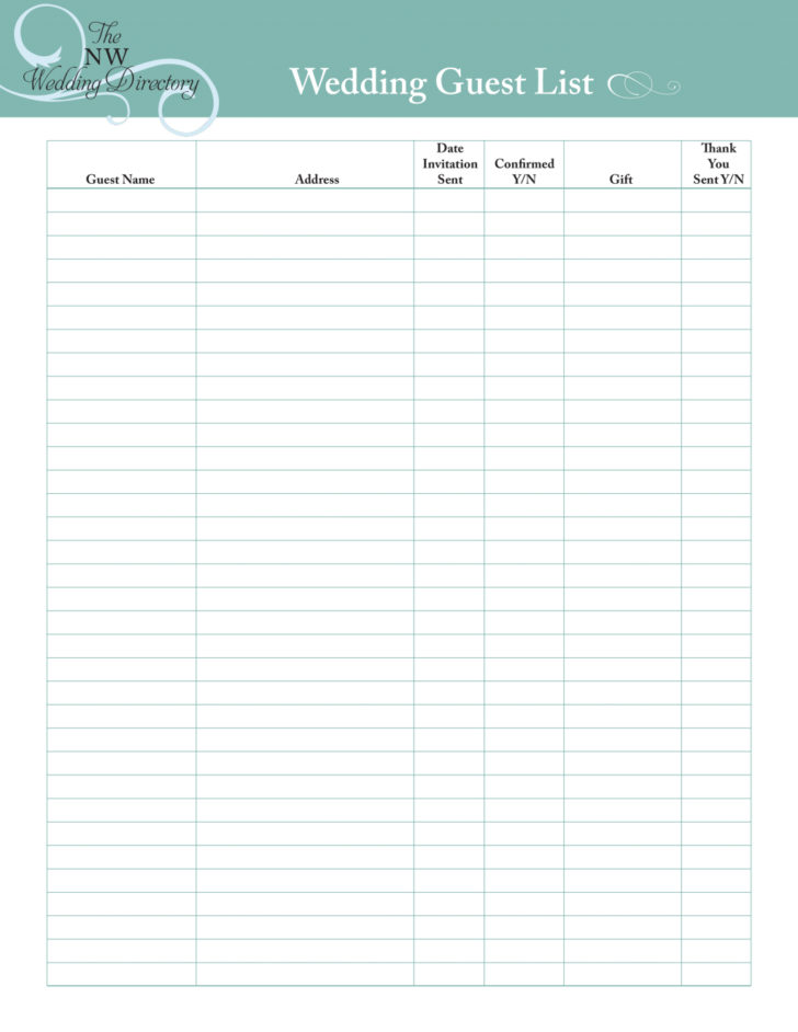 Free Printable Ng Guest List Template Book Checklist Excel | Wedding ...