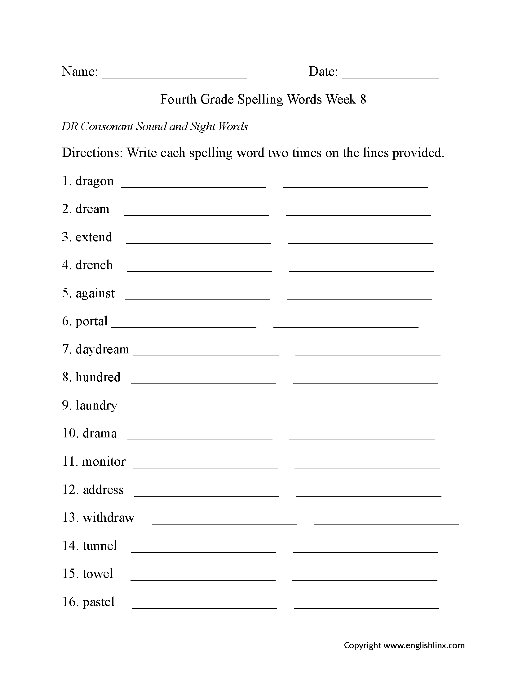 Pin On Elementary Spelling Worksheets | Free Printable Grade 3 Spelling Worksheets