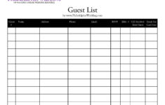 Wedding Guest List | Wedding Invitation List, Wedding Guest | Wedding Guest List Worksheet Printable